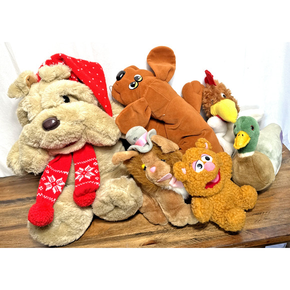 Vintage Plush Lot 6 Stuffed Animals 1980s Toys 1990s Jim Henson Leghorn Krinkles - Picture 1 of 16